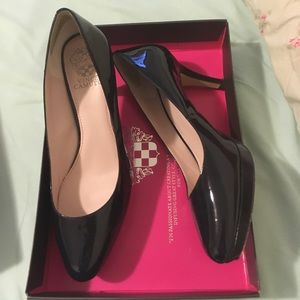 Patent navy blue heels